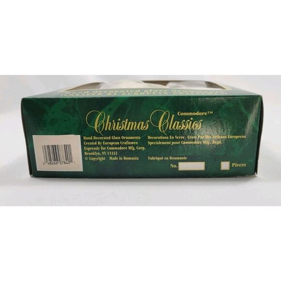 Commodore Christmas Classics Vtg 5 Glass Ornaments Gold White Hand Decorated - Picture 3 of 6